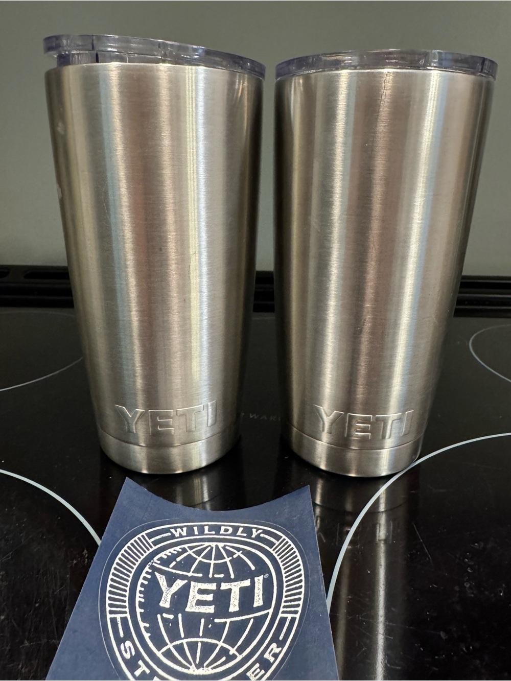 Yeti Stainless Steel Tumblers in Silver - Turtle Creek Logo (Pair)